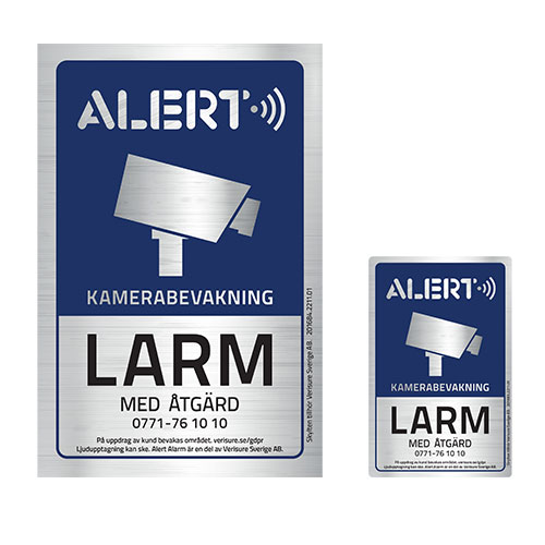 Larmskylt och larmdekal